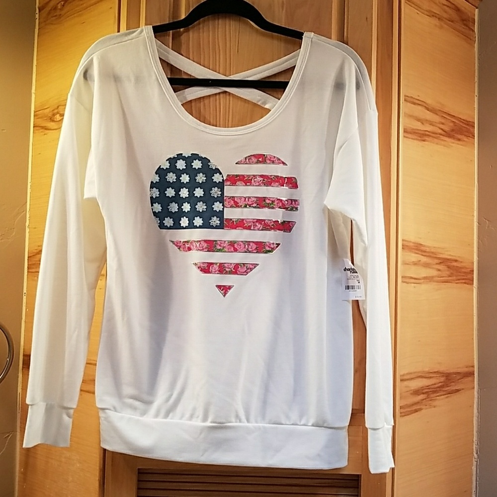 Charlotte Russe USA flag header top Medium fit large guc new